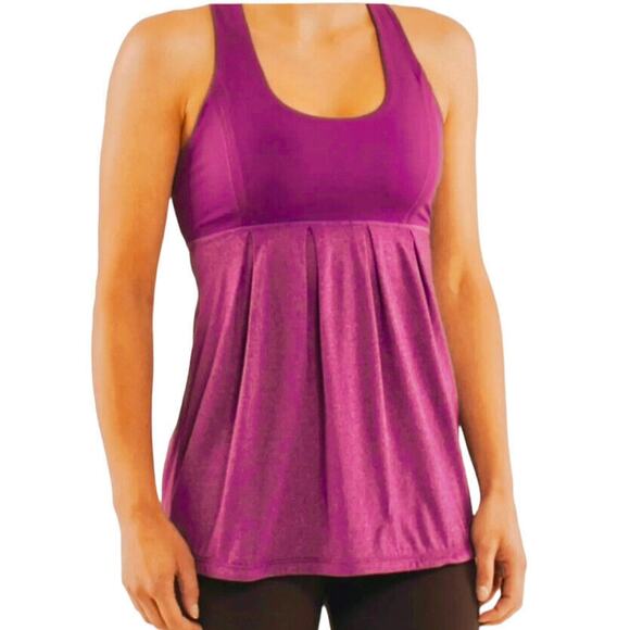 Lululemon Deep Pink Power Dance T-Racerback Cinch Bottom Shelf-Bra Tank 8 - Picture 1 of 9